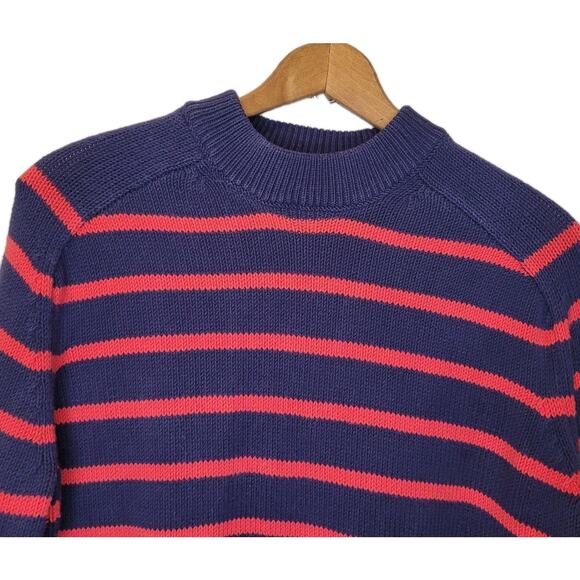 Tuckernuck Womens Blue Red Stripe Crew Neck Long Sleeve Sweater Size XS Preppy - Picture 2 of 10